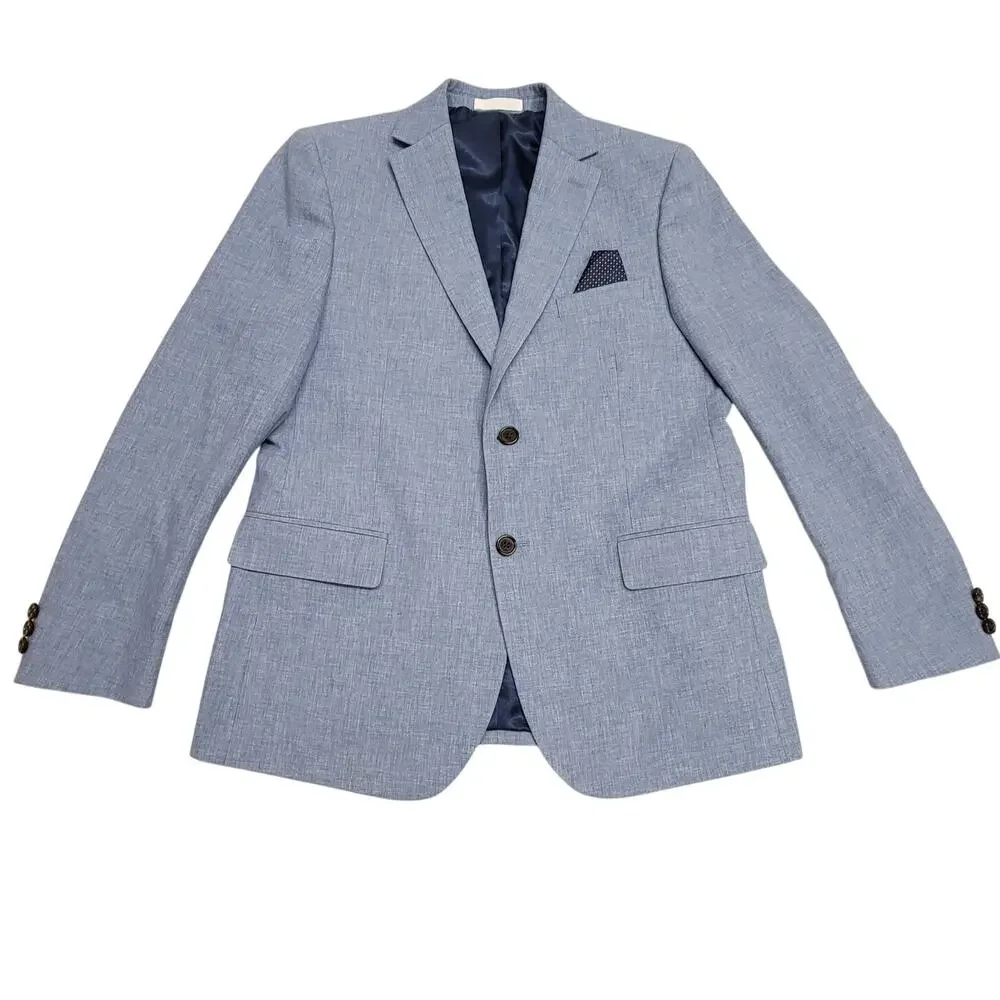Brooks Brothers Boys 18R Blue Linen Blend Blazer Jacket Sport Coat 18 Regular